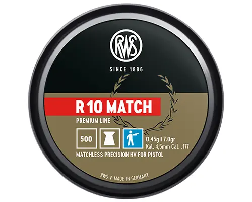 RWS R10 Match Pistol .177 Cal, 7.0 Grains, 4.49mm, Wadcutter, 500ct
