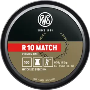RWS R10 Match Rifle .177 Cal, 8.2 Grains, 4.49mm, Wadcutter, 500ct