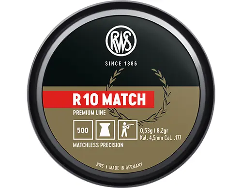 RWS R10 Match Rifle .177 Cal, 8.2 Grains, 4.49mm, Wadcutter, 500ct